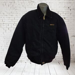 VTG CARHARTT J14 Santa Fe Jacket Black XL Quilted Lions Club Patch Distressed